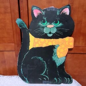 Vintage Die Cut Cardboard Black Cat‎ Halloween Decor